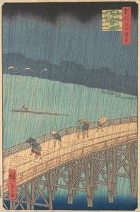 Sudden Shower over Shin-Ohashi Bridge and Atake, from the series, 1857