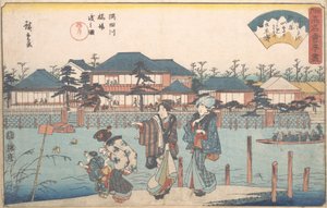 Sumidagawa Hashiba Watashi Zu Yanagiya, ca. 1835-42 by Ando Hiroshige