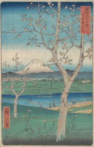 View of Mount Fuji from Koshigaya, Province of Musashi, 4th Month, Horse Year 1858 by Ando Hiroshige