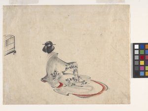 A Woman Bowing by Ando or Utagawa Hiroshige