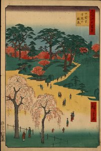 Temple Gardens in Nippori (One Hundred Famous Views of Edo) by Ando or Utagawa Hiroshige