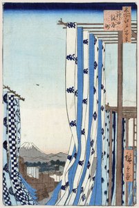 The Dyers District in Kanda. One Hundred Famous Views Of Edo. Japanese print by Utagawa Hiroshige (1797-1858) by Ando or Utagawa Hiroshige