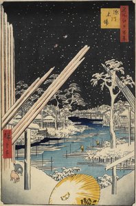 Fukagawa Lumberyards by Ando or Utagawa Hiroshige