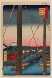 Inari Bridge and Minato Shrine, Teppozu by Ando or Utagawa Hiroshige
