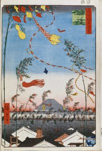 Prosperity Throughout the City during the Tanabata Festival (One Hundred Famous Views of Edo). Japanese print by Utagawa Hiroshige (1797-1858) by Ando or Utagawa Hiroshige