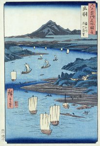 Magami River and Tsukiyama, Dewa Province by Ando or Utagawa Hiroshige