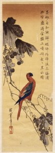 Parrot And Grape Vines by Ando or Utagawa Hiroshige