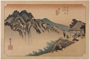 Sakanoshita: Fudesute Mountain by Ando or Utagawa Hiroshige