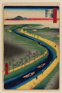 Towboats Along the Yotsugi-dori Canal by Ando or Utagawa Hiroshige