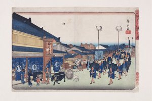 View of Shinbashi by Ando or Utagawa Hiroshige