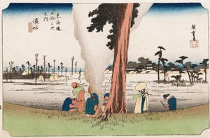 Winter View, Hamamatsu, from the series The Fifty-Three Stations of The Tokaido, c.1834 by Ando or Utagawa Hiroshige
