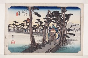 Yoshiwara: Mount Fuji on the Left by Ando or Utagawa Hiroshige