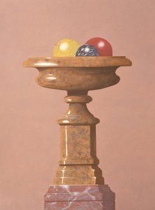 Marble Vase, Red, Black and Yellow Marble Balls
