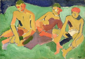 Three Figures Seated on Grass by Andre Derain