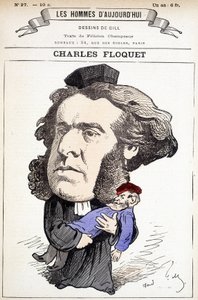 Cartoon by Charles Floquet (1828-1896), lawyer and president of the Council between 1888 and 1889. He wounded General Boulanger in a duel, whose ideas he fought. Drawing by Gill in 