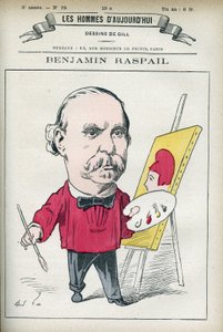 Portrait of Benjamin Raspail (1823-1899), a French painter and politician, he was at the origin of the law making 14 July the national holiday. Cartoon by Gill, Paris. by Andre Gill