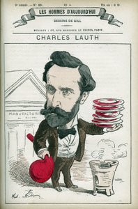 Portrait of Charles Lauth (1836-1913), a French chemist, he was the director of the Ecole Superieur de Physique et de Chemistry Industrielles (ESPCI) in Paris. Cartoon by Gill, Paris by Andre Gill