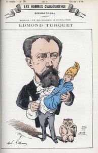Portrait of Edmond Henri Turquet, a French politician, he was depute of the Aisne from 1871 to 1889. Cartoon by Gill, Paris by Andre Gill