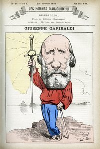 Portrait of Guiseppe Garibaldi (1807-1882), Italian politician. Cartoon by Gill, in 