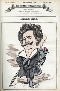Self-portrait of Andre Gill (1840-1885), French cartoonist and illustrator. Cartoon in Les hommes d
