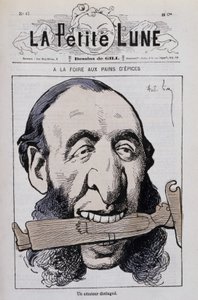 The gingerbread fair, a distinguished amateur: Caricature by Jules Ferry anticlerical - in The Little Moon