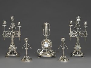 Clock, Part of a Five Piece Clock Garniture, c.1880