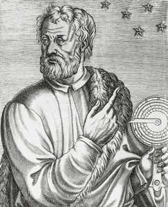 Portrait of Christopher Columbus, Italian navigator, engraving from Les Vrais portraits et Vies des Hommes illustres