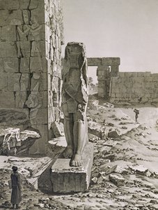 View of the Colossus at the entrance to the hypostyle halls of the palace at Karnak, Thebes, plate 20 from Vol III of `Descriptions of Egypt`, engraved by Baltard, 1822
