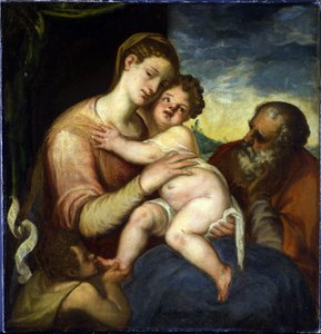 The Holy Family with John the Baptist by Andrea Schiavone