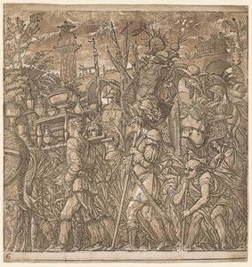 The Triumph of Julius Caesar: Soldiers Carrying Vases and Trophies of War by Andrea Andreani