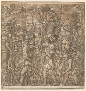 The Triumph of Julius Caesar: Soldiers Carrying Vases and Trophies of War by Andrea Andreani