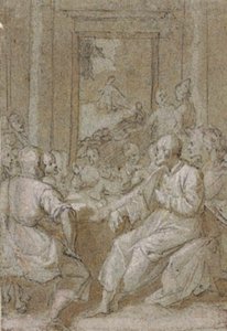 The Last Supper, with a View of Christ in the Garden of Olives through the Doorway at the Back by Andrea Boscoli