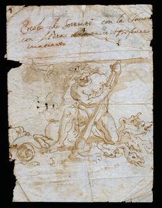 Design sketch for vasestand, base depicting Hercules with Hydra and Cerberus, Andrea Brustolon, Italy
