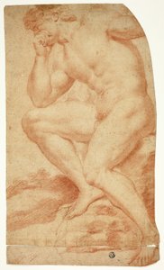 Seated Academic Male Nude in Profile to Left
