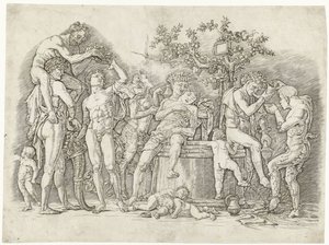 Bacchanal with Satyrs and Bacchantes at Wine Press