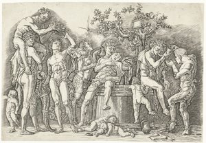 Bacchanal with Satyrs and Bacchantes by Wine Press