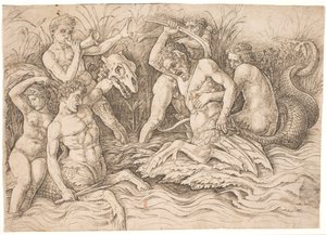 Battle of the Sea Gods, Right Half by Andrea Mantegna