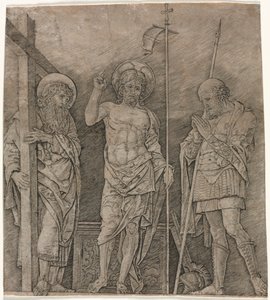 The Risen Christ between St Andrew and Longinus by Andrea Mantegna
