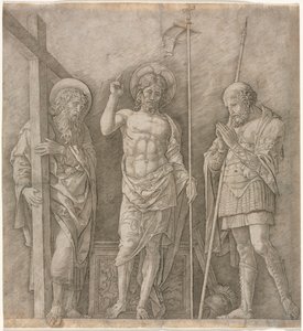 The Risen Christ between St Andrew and Longinus by Andrea Mantegna