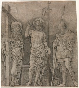 The Risen Christ between St Andrew and Longinus by Andrea Mantegna