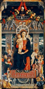 Virgin enthroned (detail) by Andrea Mantegna
