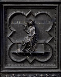 Prudence, panel H of the South Doors of the Baptistery of San Giovanni, 1336 by Andrea Pisano
