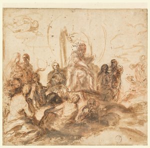 Design for Allegory of Divine Wisdom, Reception Room, Palazzo Barberini, Rome, Italy by Andrea Sacchi