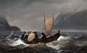 Artists in Stormy Weather in Sognefjorden by Andreas Achenbach