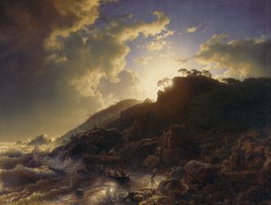 Sunset After a Storm on the Coast of Sicily by Andreas Achenbach