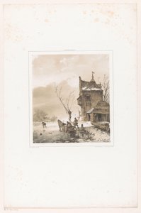 Men Loading a Sleigh by Andreas Schelfhout