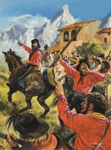 Guiseppe Garibaldi and his army in the battle with the Neopolitan Royal troops by Andrew Howat