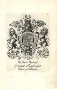 Coat of arms and crest of His Royal Highness George Augustus, Prince of Wales, later King George II of England