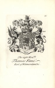 Coat of arms and crest of the right honorable Thomas Fane, 8th Earl of Westmoreland by Andrew Johnston