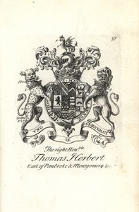 Coat of arms and crest of the right honorable Thomas Herbert, 8th Earl of Pembroke and Montgomery